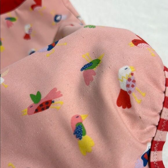 Hanna Andersson Red and Pink One Piece Swimsuit with Chicken Print - Picture 7 of 10